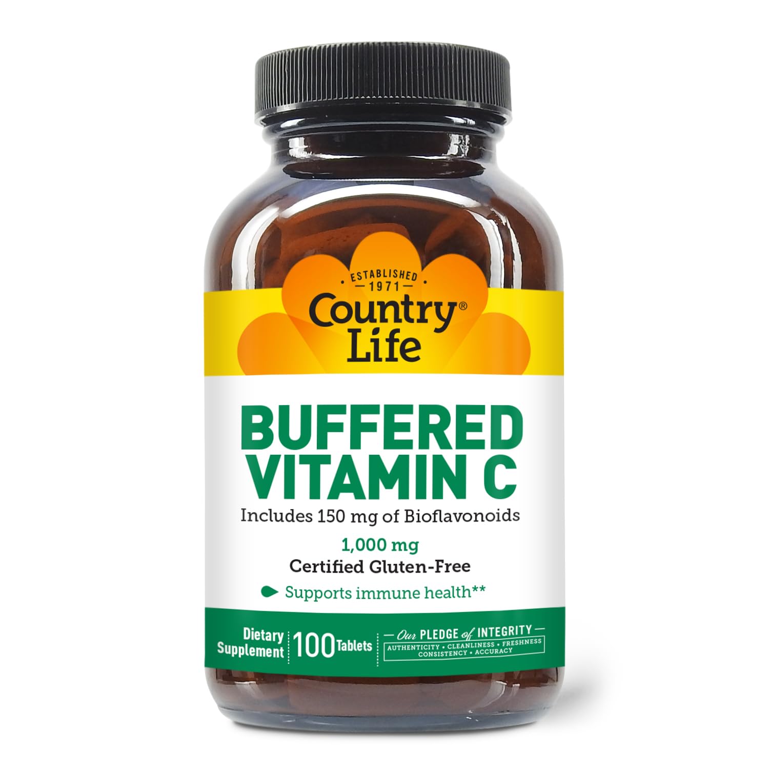 Frasco Country Life Vitamina C Buffer 1000 mg 100 tabletas