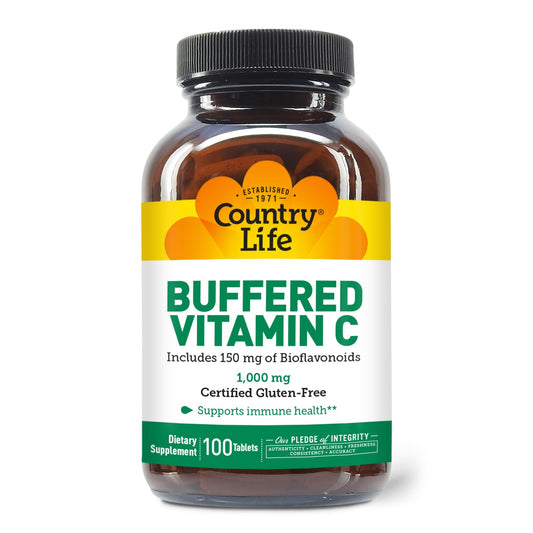 Frasco Country Life Vitamina C Buffer 1000 mg 100 tabletas