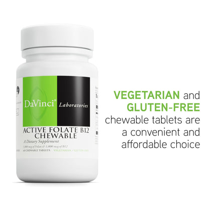 Frasco de DAVINCI Labs ácido folico y vitamina b12