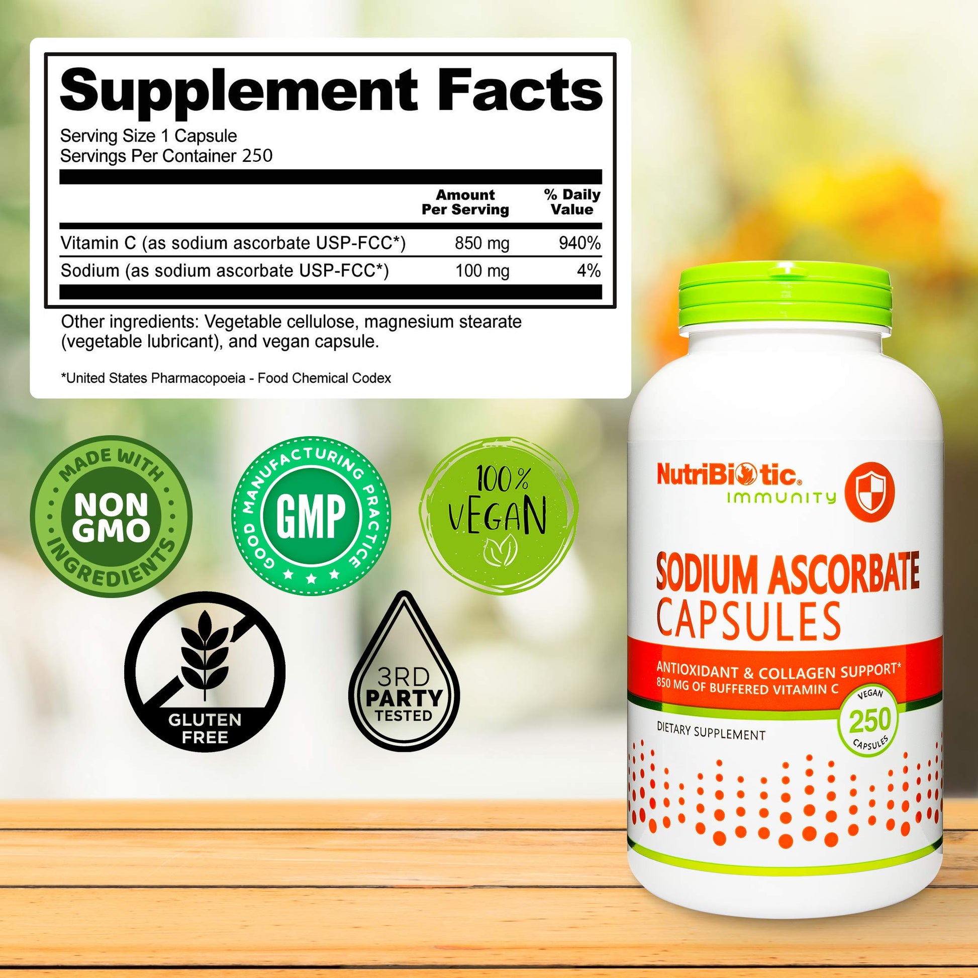 Frasco detalle NutriBiotic Vitamina C alcalinizada