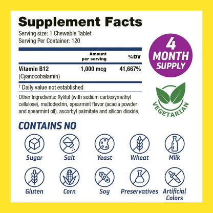 Frasco Dr’s Hope vitamina b12 masticable sin gluten