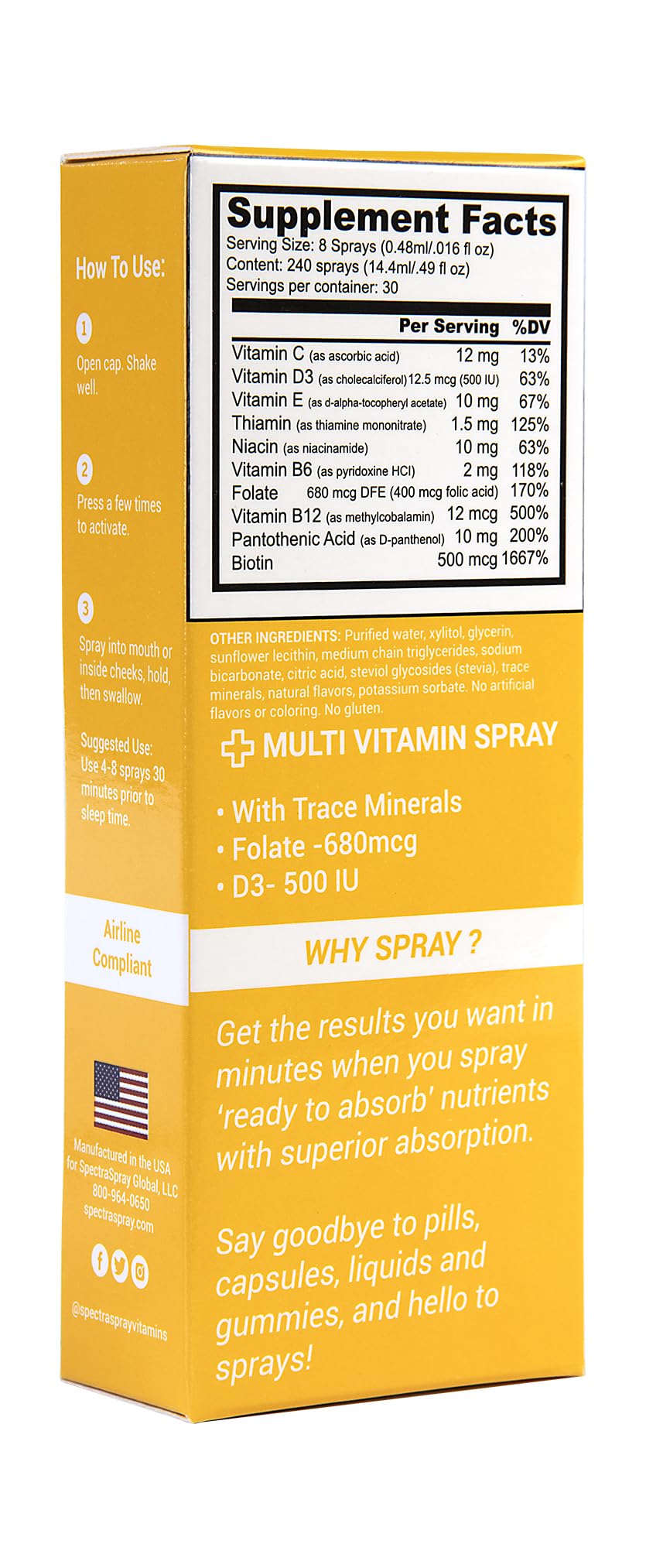 Frasco de espray multivitaminas