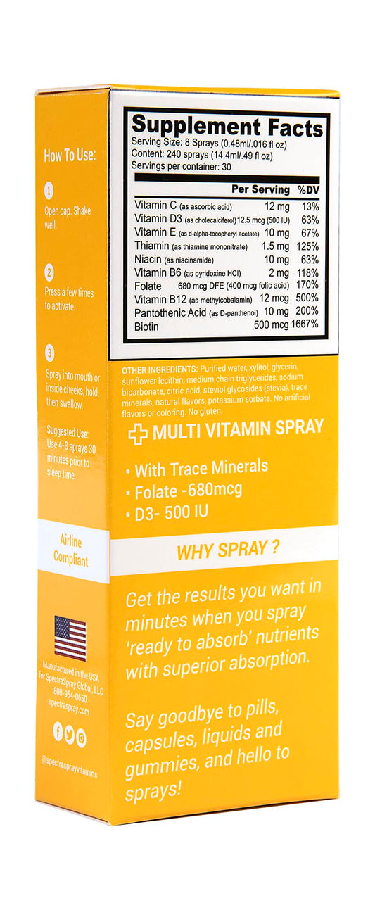 Frasco de espray multivitaminas