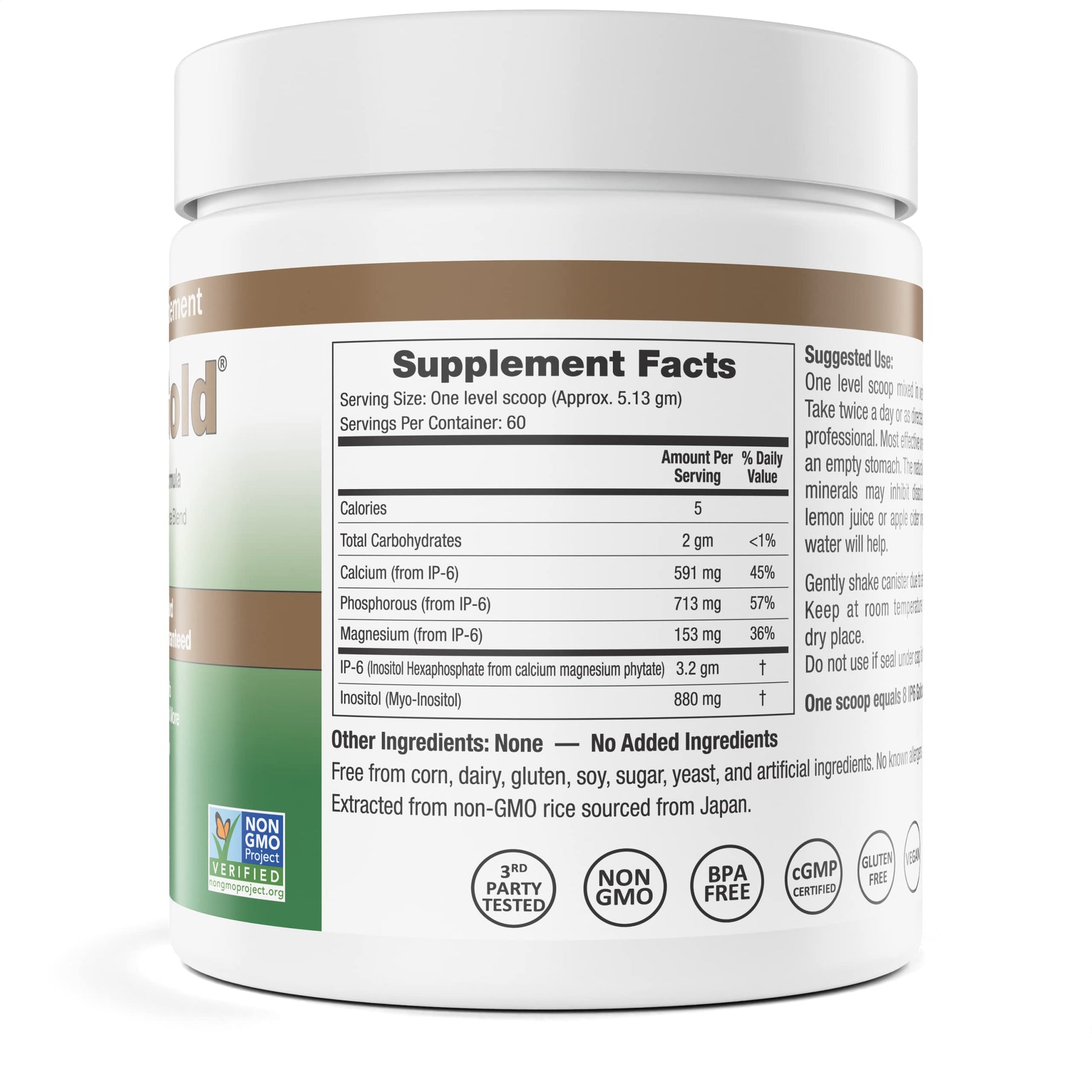 Frasco y etiqueta IP6 Gold suplemento antioxidante vegano