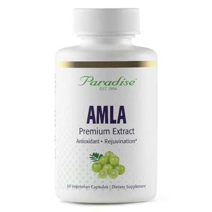 Frasco de extracto orgánico Amla Paradise Herbs 60 cápsulas