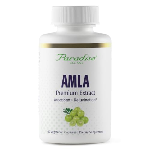 Frasco de extracto orgánico Amla Paradise Herbs 60 cápsulas