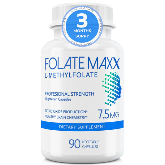 Frasco FolateMaxx L-Metilfolato 7.5mg 90 cápsulas vegetarianas