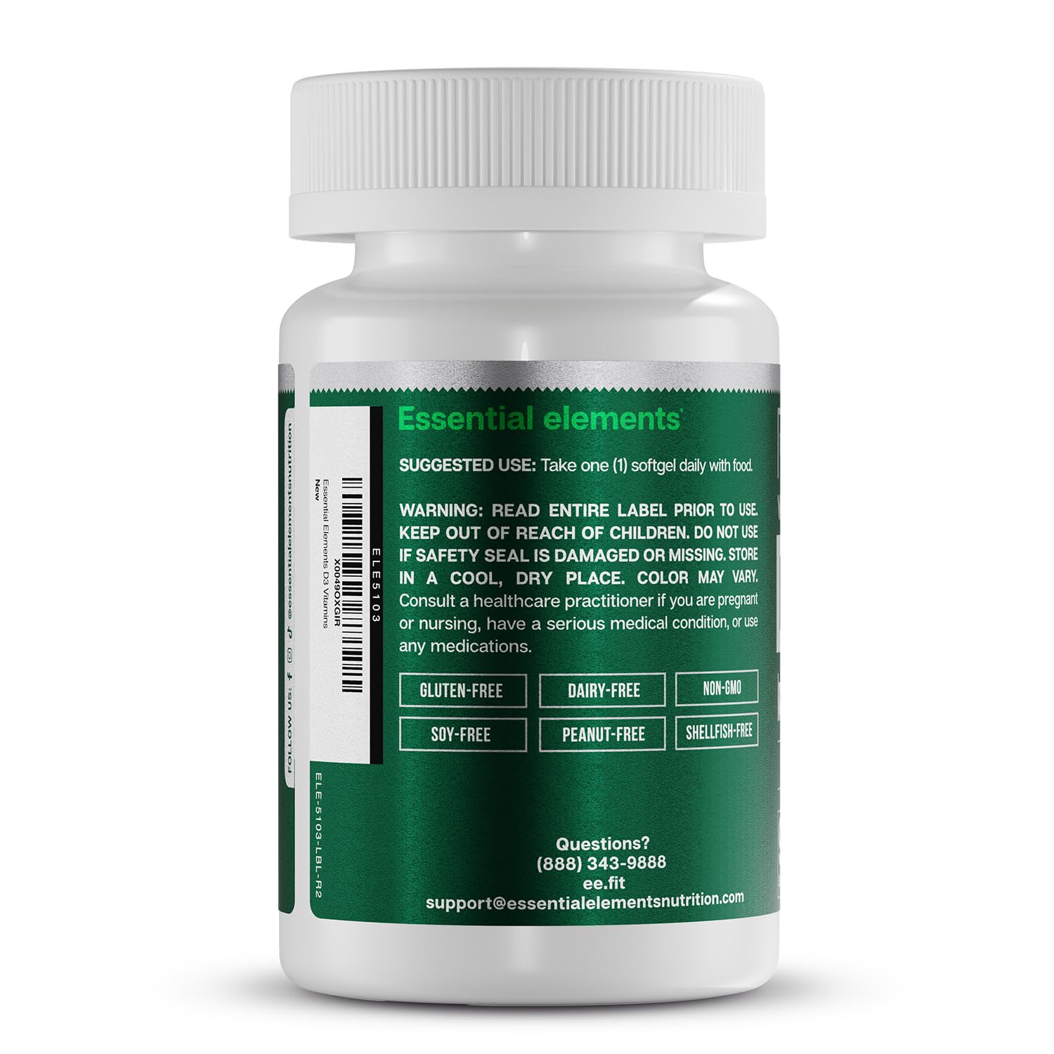Frasco frontales vitaminas D3 5000 IU Essential Elements