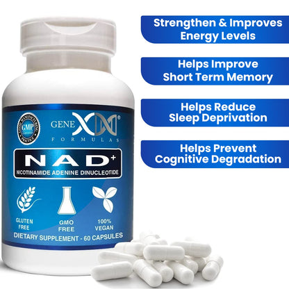 Frasco Genex Formulas NAD+ 250 mg 60 cápsulas sin sabor