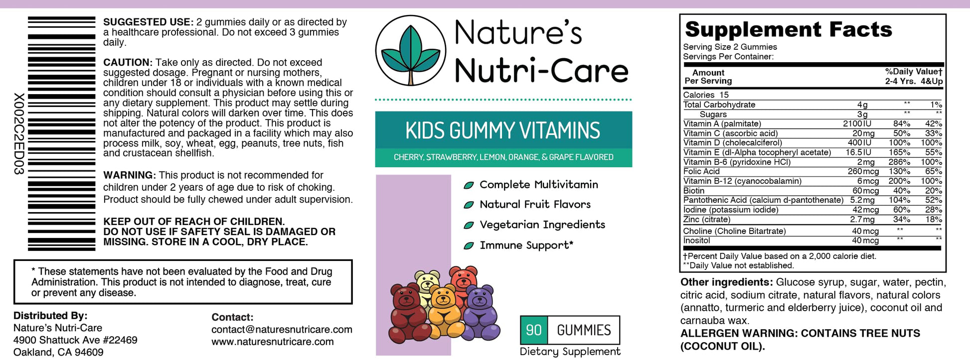 Frasco de vitaminas en goma para niños con entorno de frutas