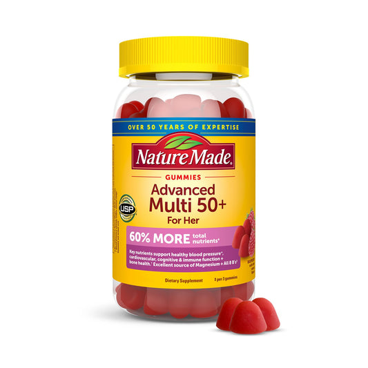 Frasco de gominolas multivitamínicas Nature Made para mujeres 50+