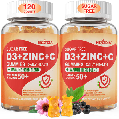 Frasco gominolas vitamina c d3 zinc nextdia sabor durazno natural