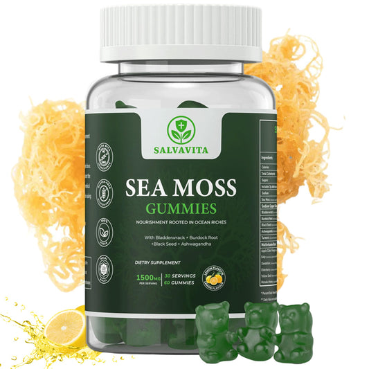 Frasco de gomitas de alga marina SALVAVITA, sabor limón.
