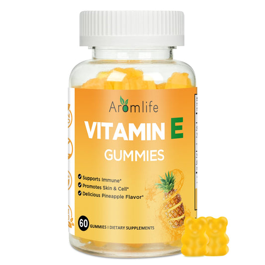 Frasco de gomitas Aromlife Vitamina E 400 UI sabor piña
