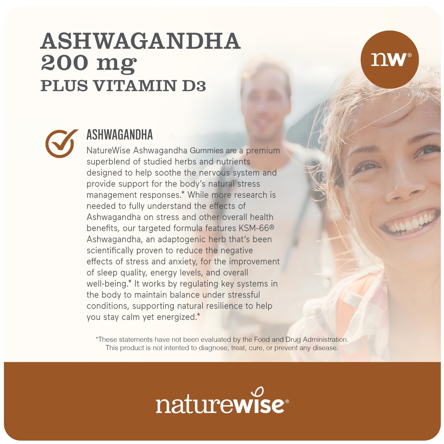 Frasco gomitas Ashwagandha NatureWise 60 unidades