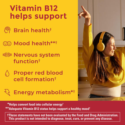 Frasco gomitas B12 sin azúcar Nature Made 110 ct para energía