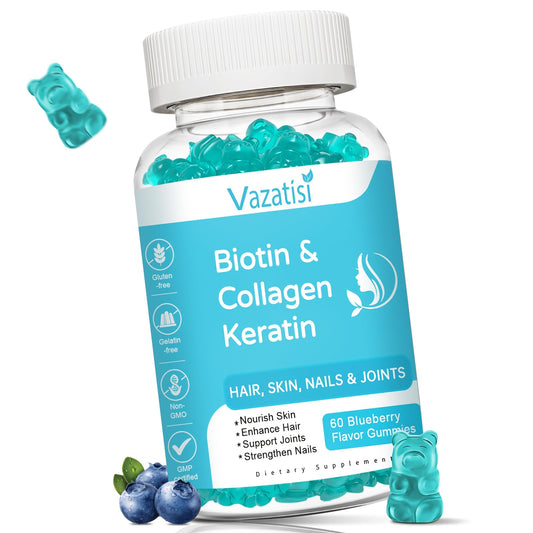 Frasco de gomitas de biotina colágeno y queratina Vazatisi