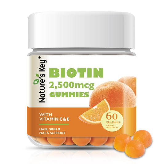 Frasco Gomitas Biotina Nature's Key con vitaminas C y E