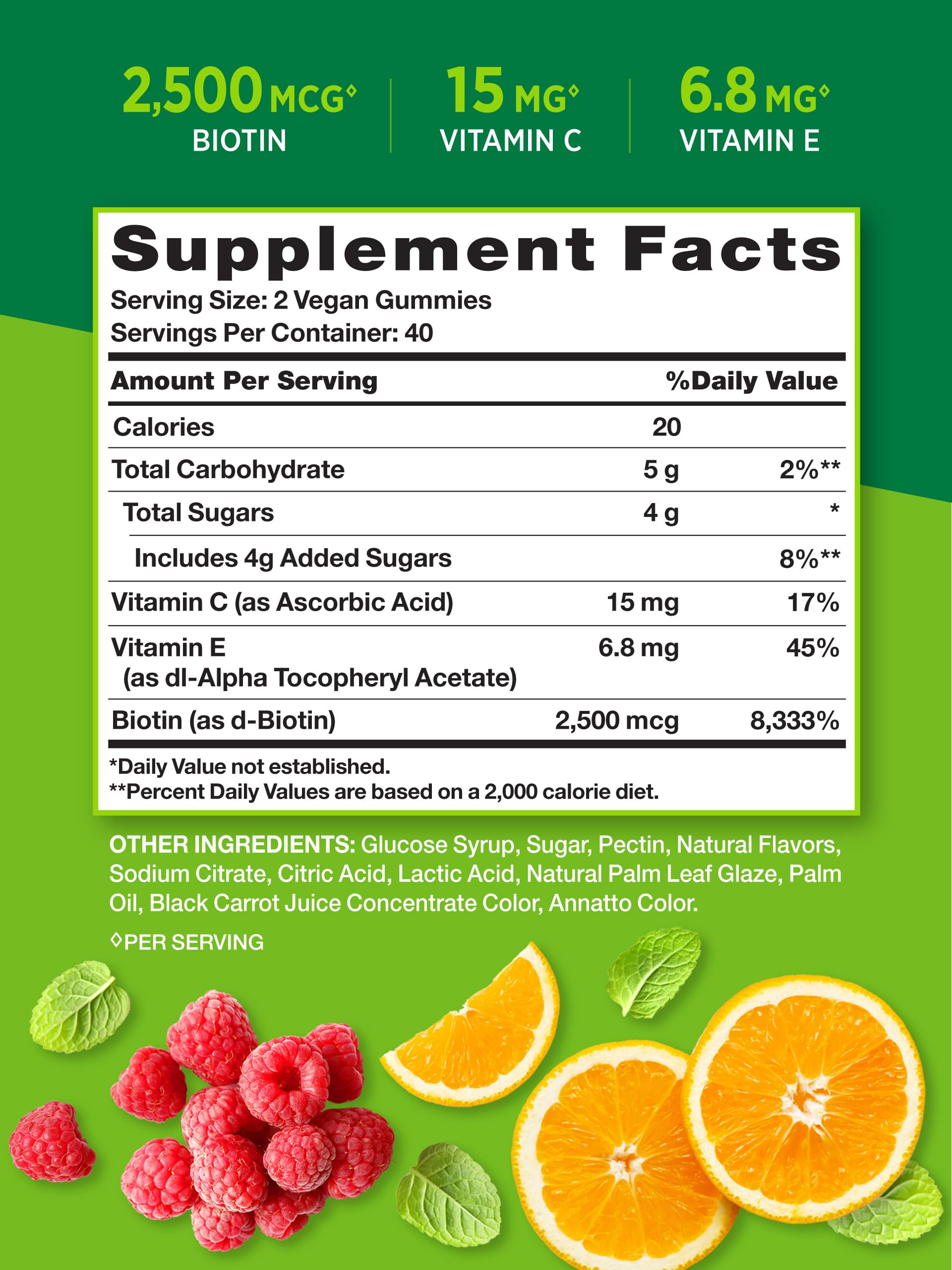 Frasco gomitas biotina Nature's Truth sin gluten ni OGM