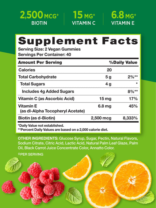 Frasco gomitas biotina Nature's Truth sin gluten ni OGM
