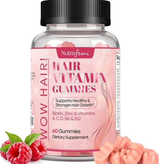 Frasco gomitas biotina Nutrafemi cabello piel y uñas