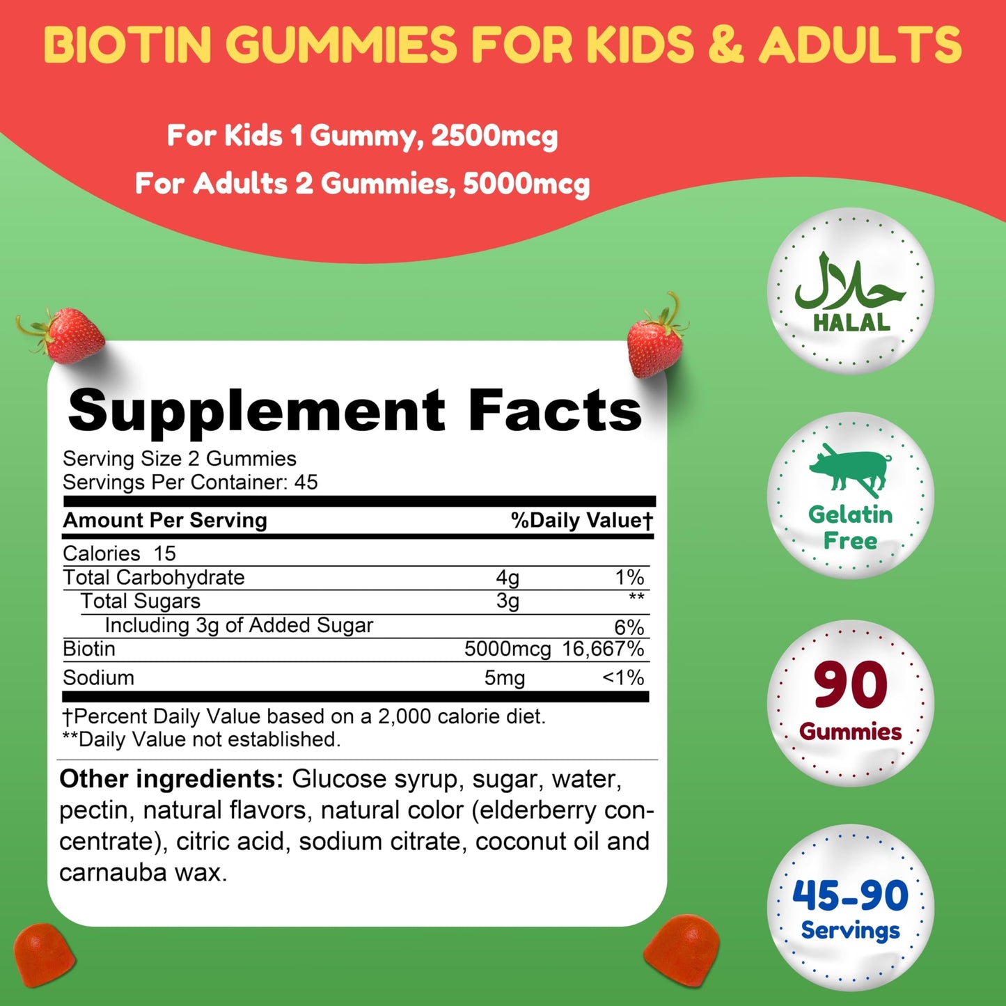 Frasco gomitas biotina veganas 5000mcg SHIFAA NUTRITION