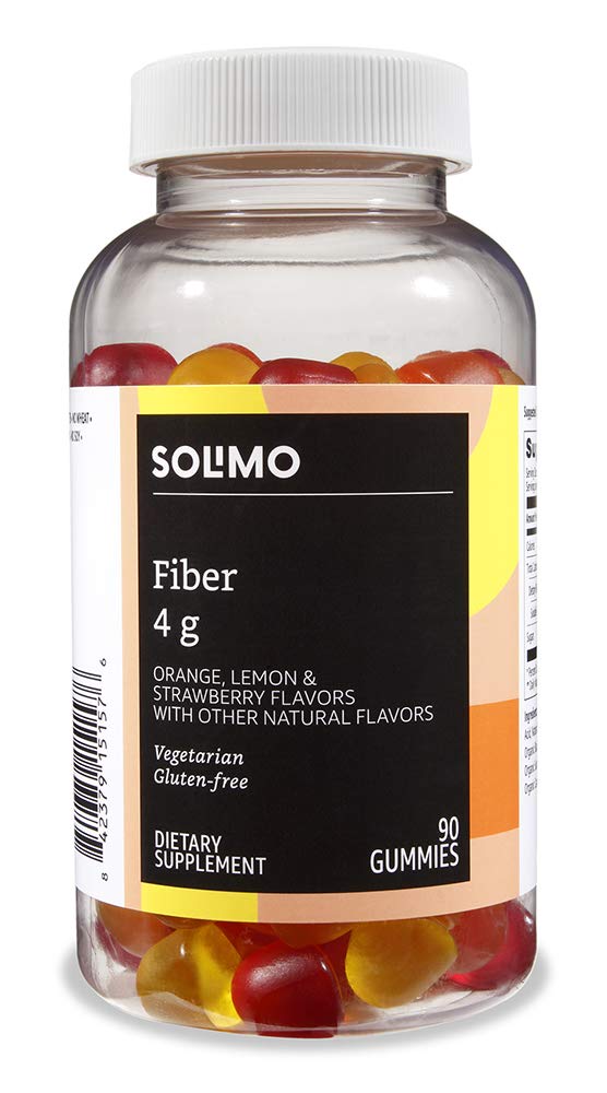 frasco de gomitas de fibra solimo en primer plano