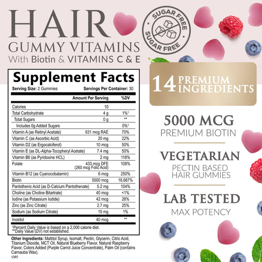Frasco de gomitas para fortalecer cabello y uñas Nature's Nutrition
