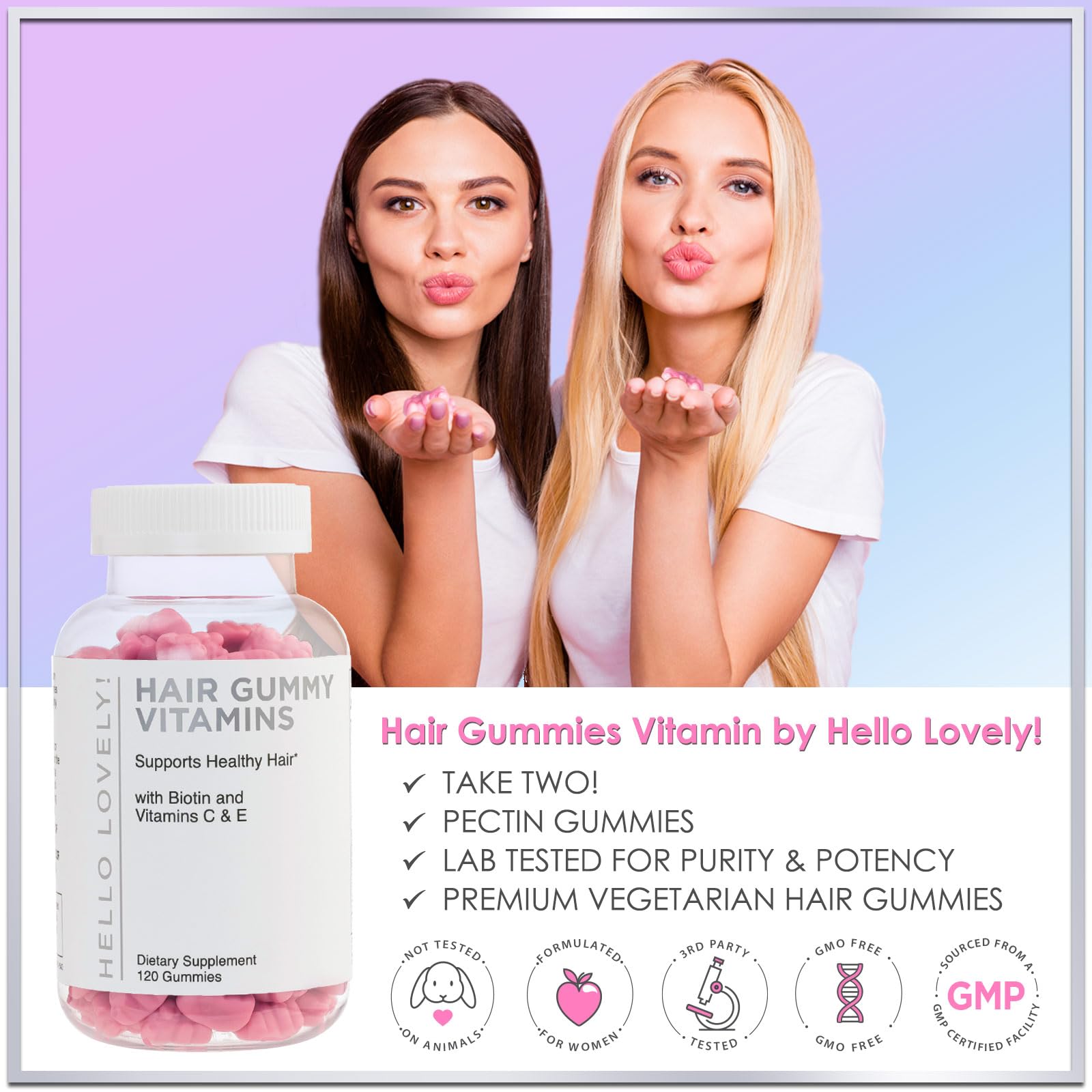 Frasco gomitas Hello Lovely con biotina y vitaminas E y C