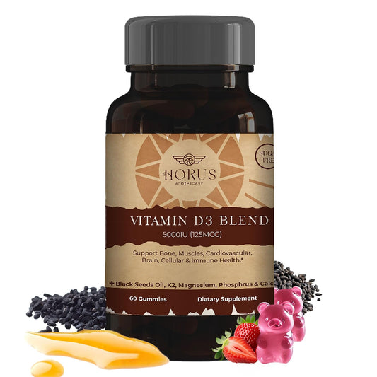 Frasco gomitas sin azúcar Horus Apothecary vitamina D3 5000 IU