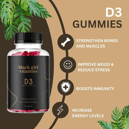 Frasco de gomitas multisabor vitamina D3 para soporte óseo