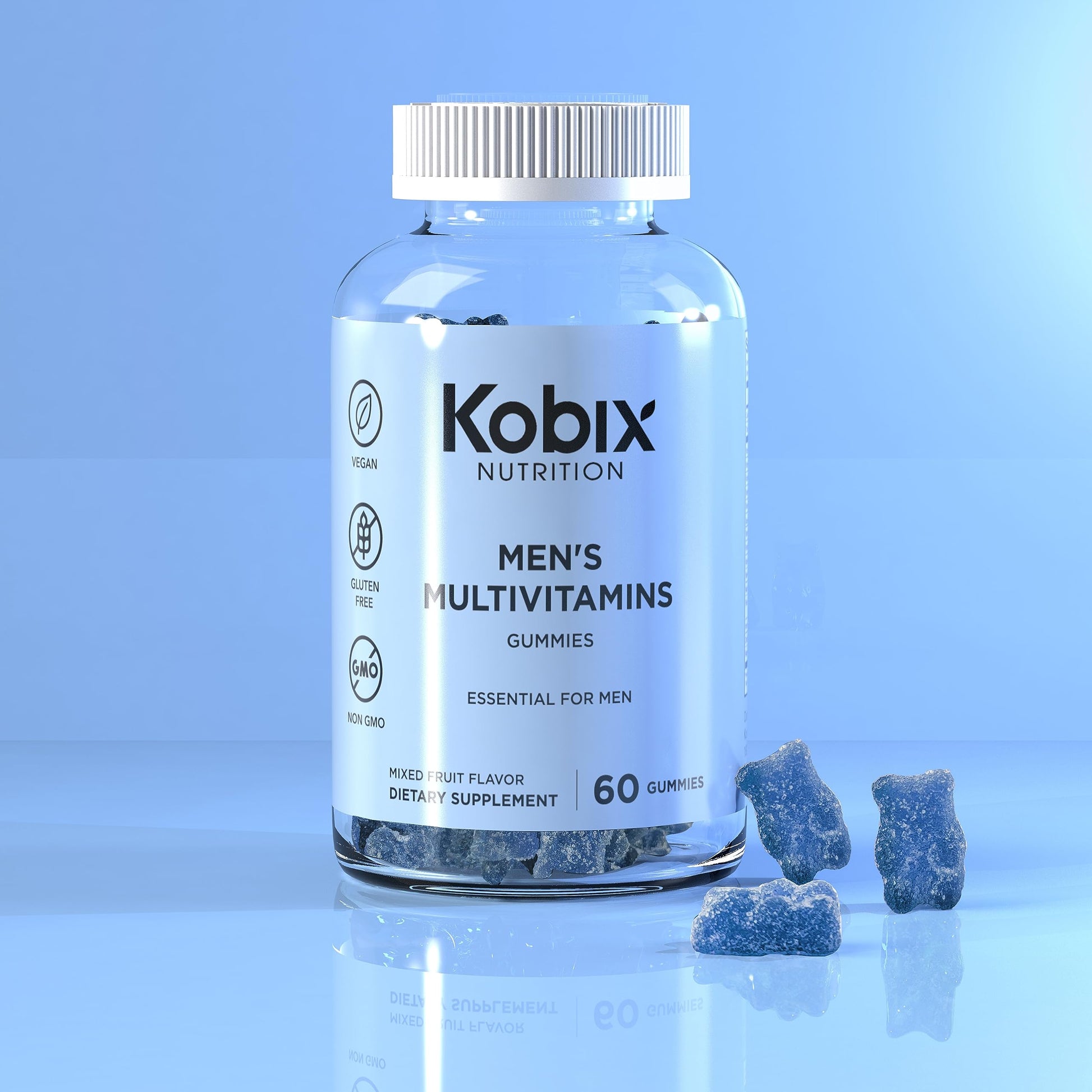Frasco de gomitas multivitamínicas Kobix para hombres