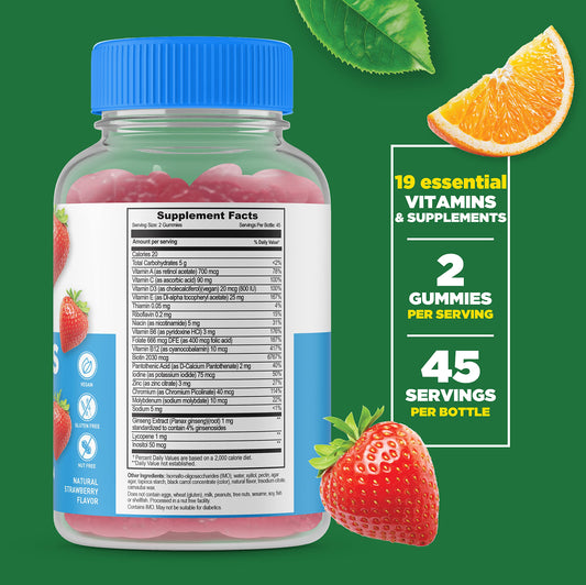 Frasco de gomitas multivitamínicas sin azúcar para mujeres Lifeable