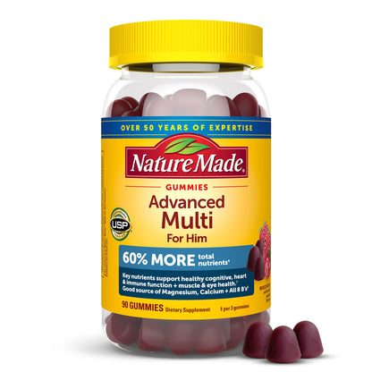 Frasco de gomitas multivitamínicas para hombres, Nature Made