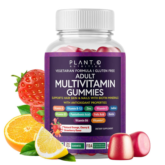 Frasco de gomitas multivitamínicas completas PLANT.O Nutrition