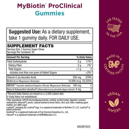 Frasco gomitas MyBiotin ProClinical 30 unidades para piel y cabello