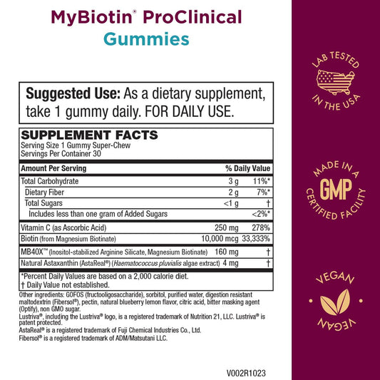Frasco gomitas MyBiotin ProClinical 30 unidades para piel y cabello