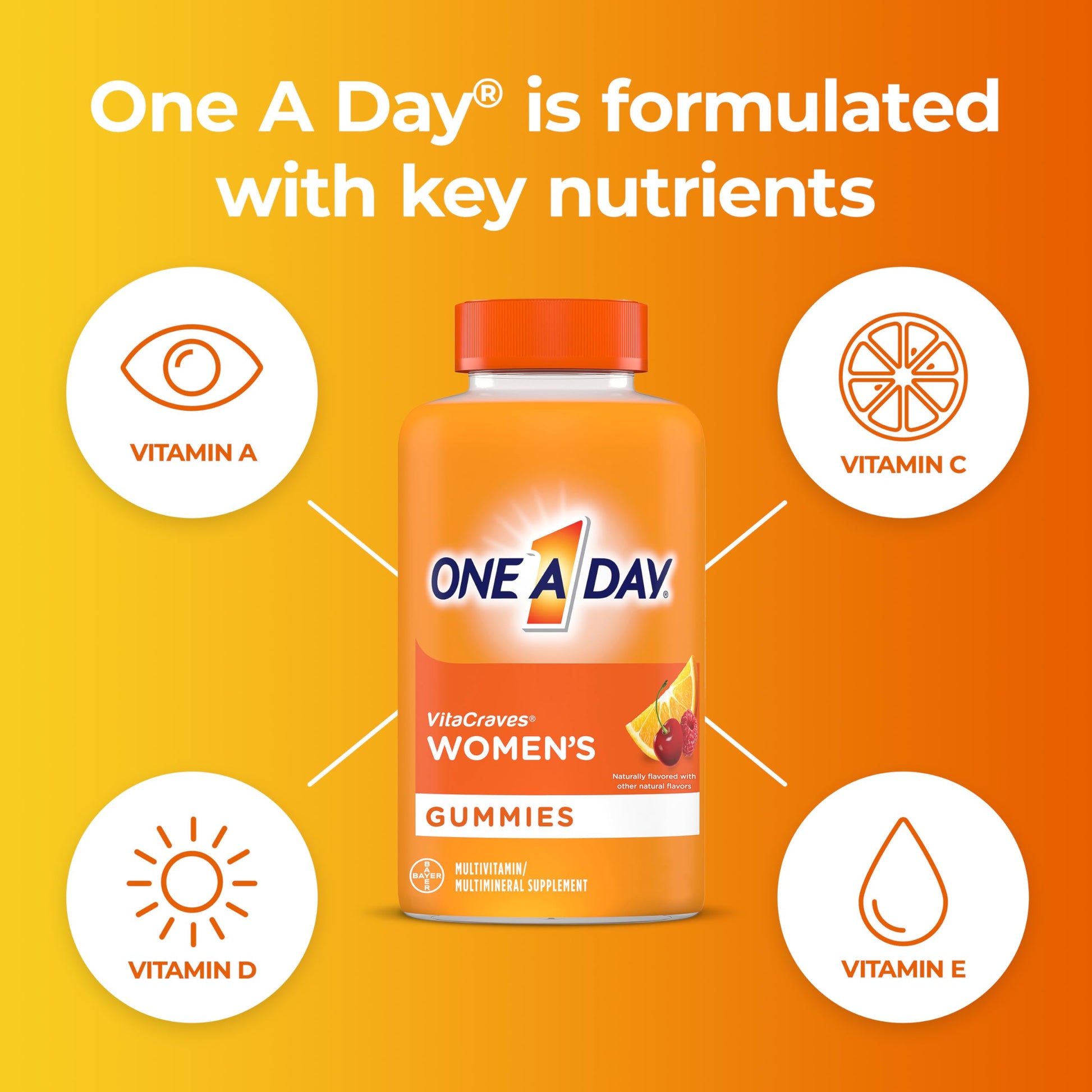 Frasco gomitas One A Day mujer con vitaminas y zinc