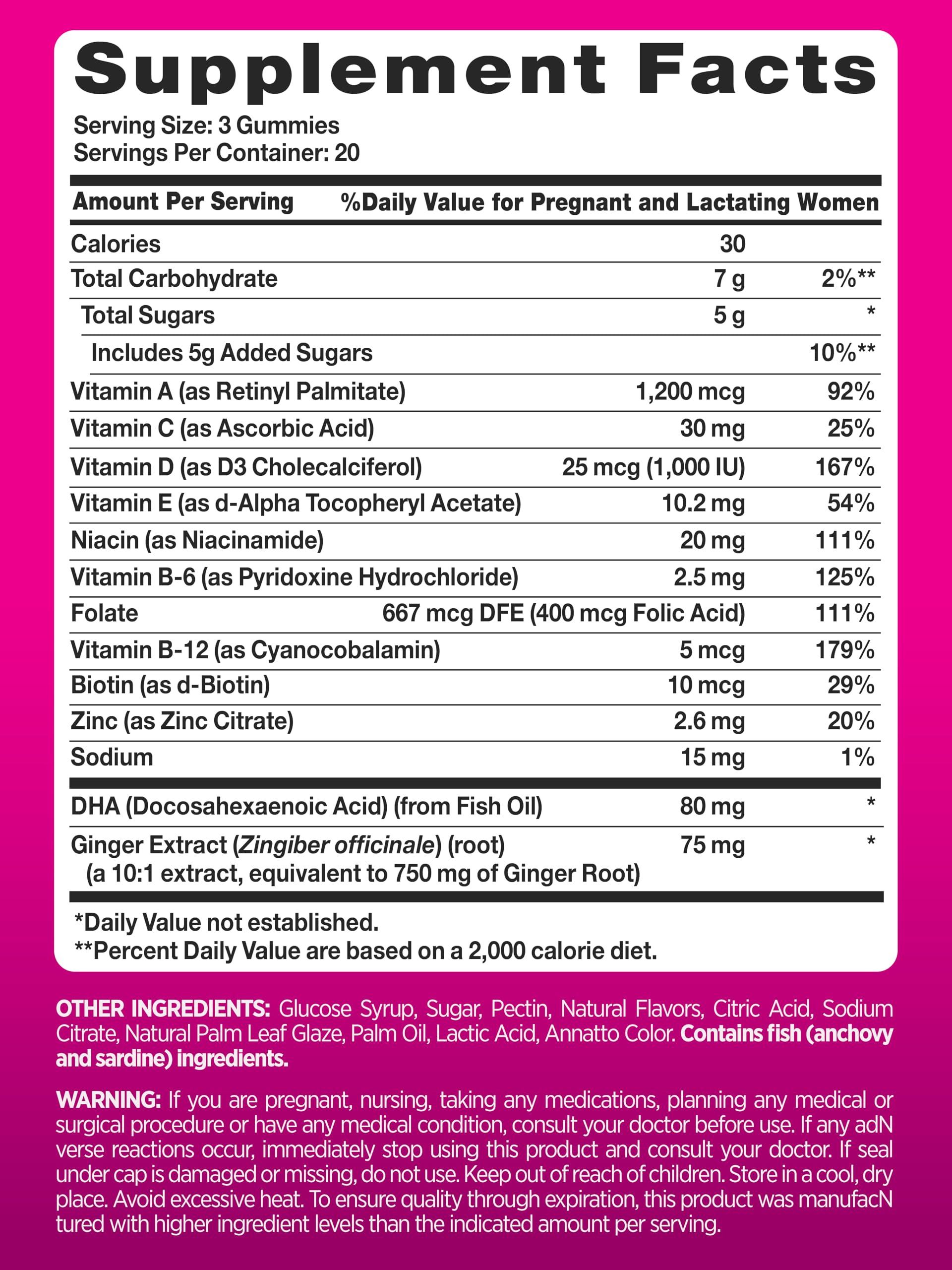 Frasco de gomitas prenatales PINK sabor frutas