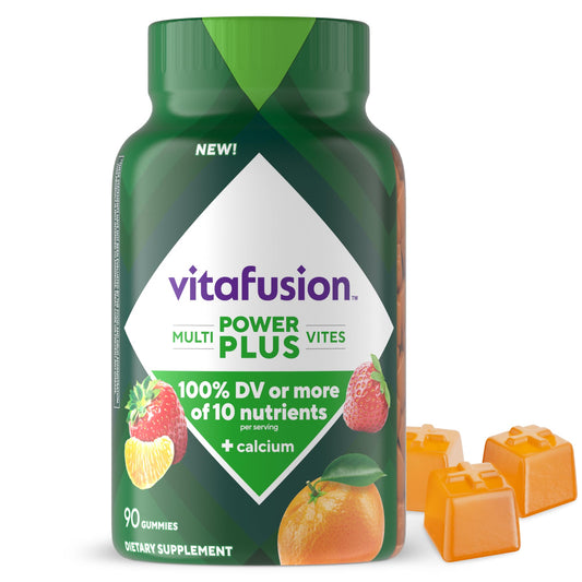 Frasco de gomitas Vitafusion multivitamínicas adultos con calcio