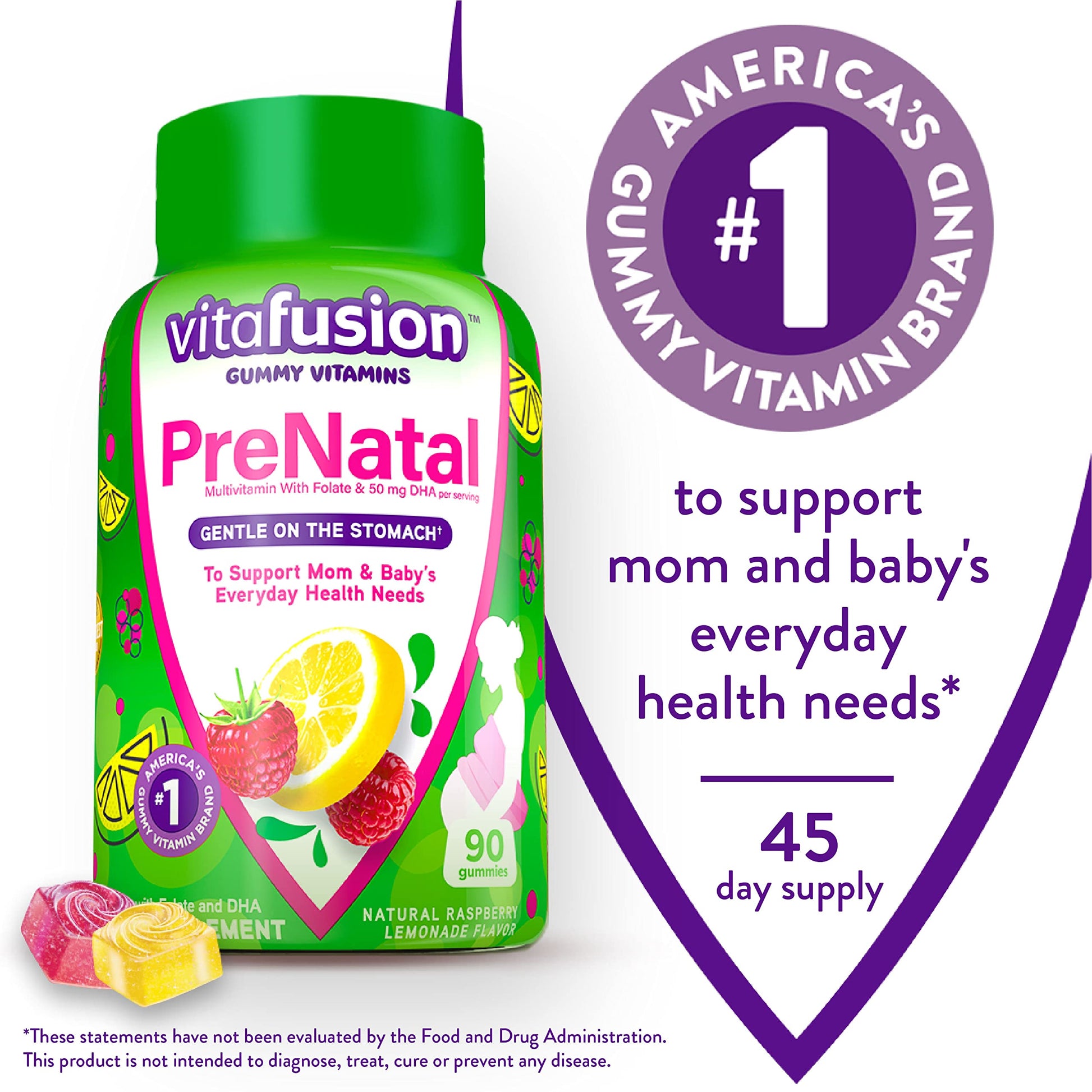 Frasco gomitas Vitafusion prenatales para 45 días