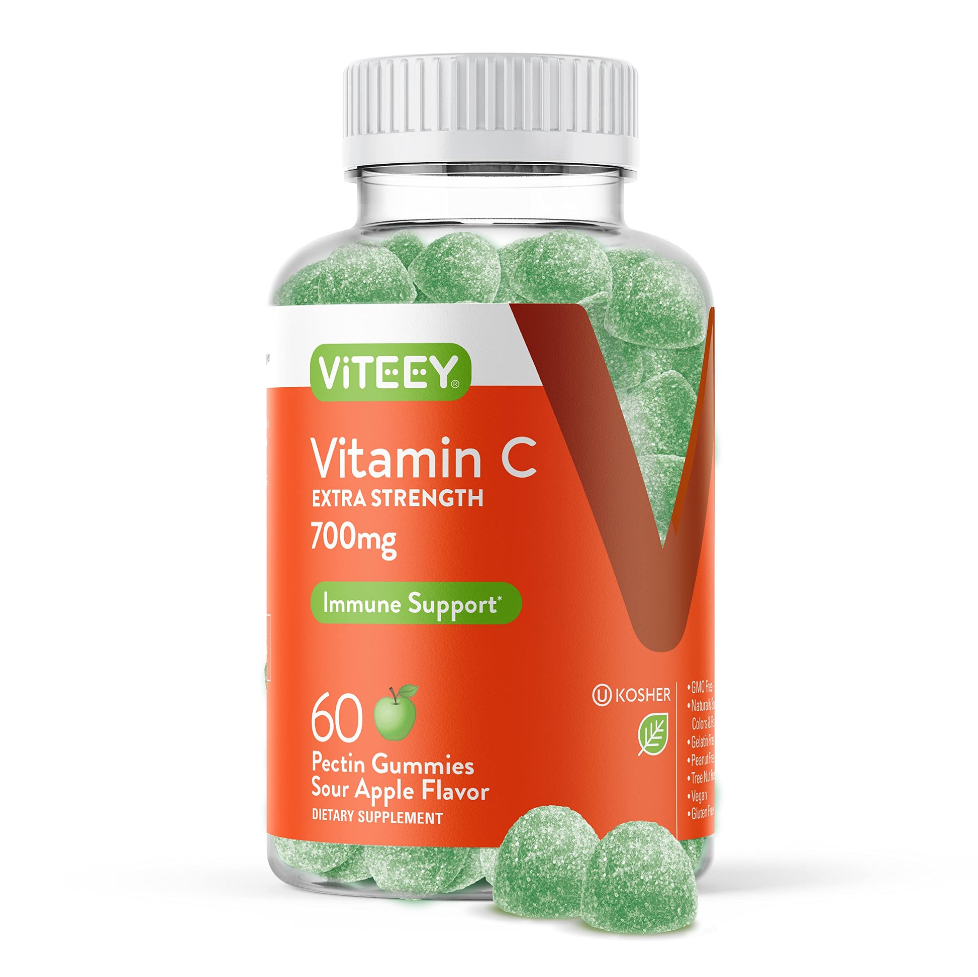 Frasco gomitas vitamina c 700mg sabor manzana Viteey
