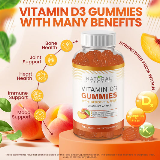 Frasco gomitas vitamina D3 K2 sin azúcar Natural BioScience