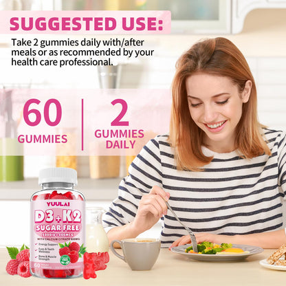 Frasco gomitas vitamina D3 K2 YUULAI 60 unidades