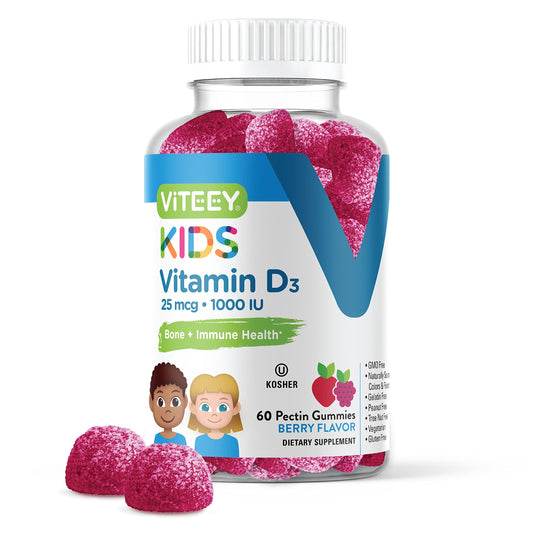 frasco gomitas vitamina d3 para niños viteey sabor baya