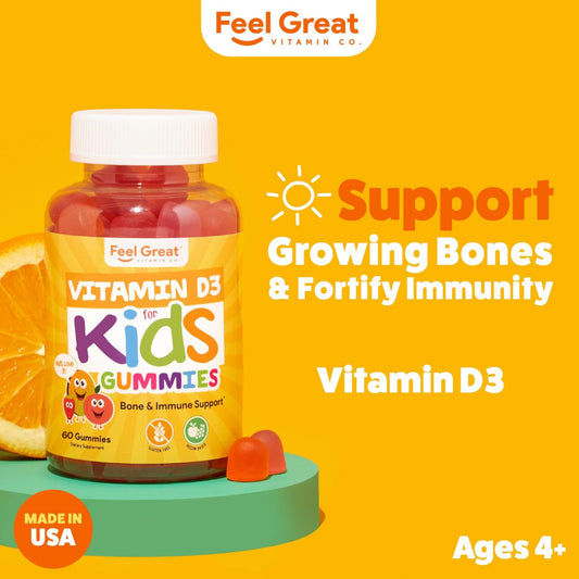 Frasco con gomitas de vitamina d3 para niños