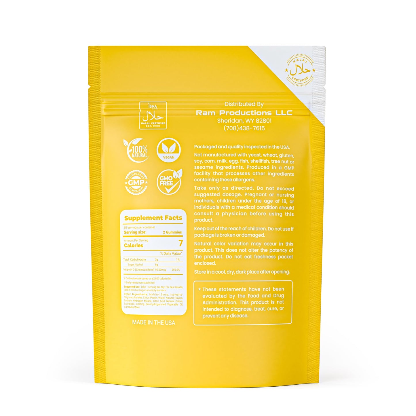 Frasco gomitas Vitamina D3 One Ummah Halal 60 unidades