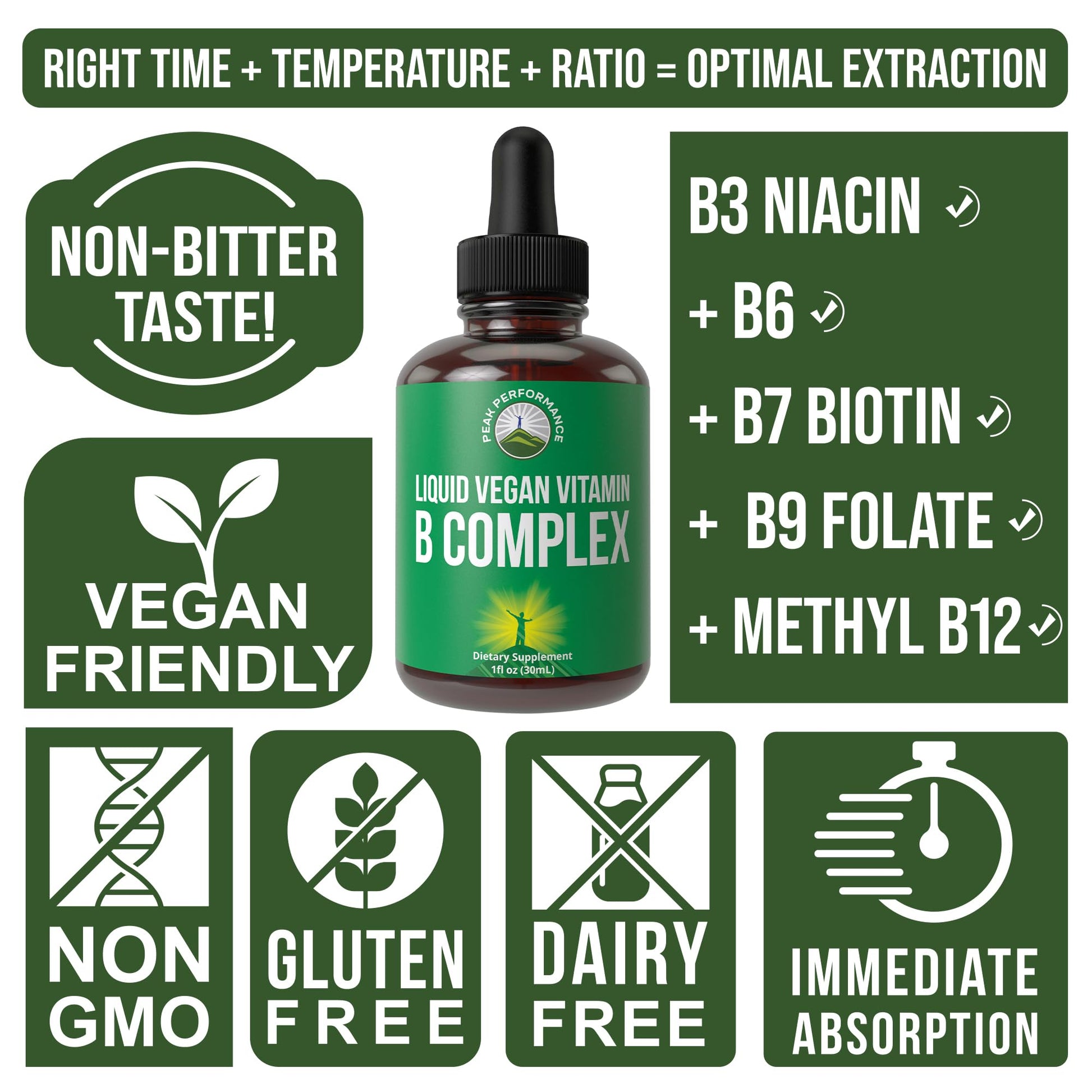 Frasco gotas líquidas vitaminas B vegano sin gluten