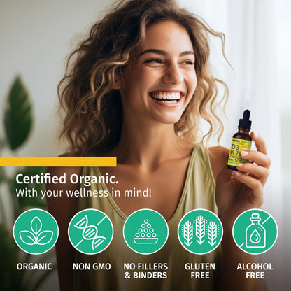 Frasco gotas NUSAVA D3 K2 con ingredientes orgánicos