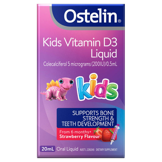 Frasco gotas vitamina D Ostelin sabor fresa para niños